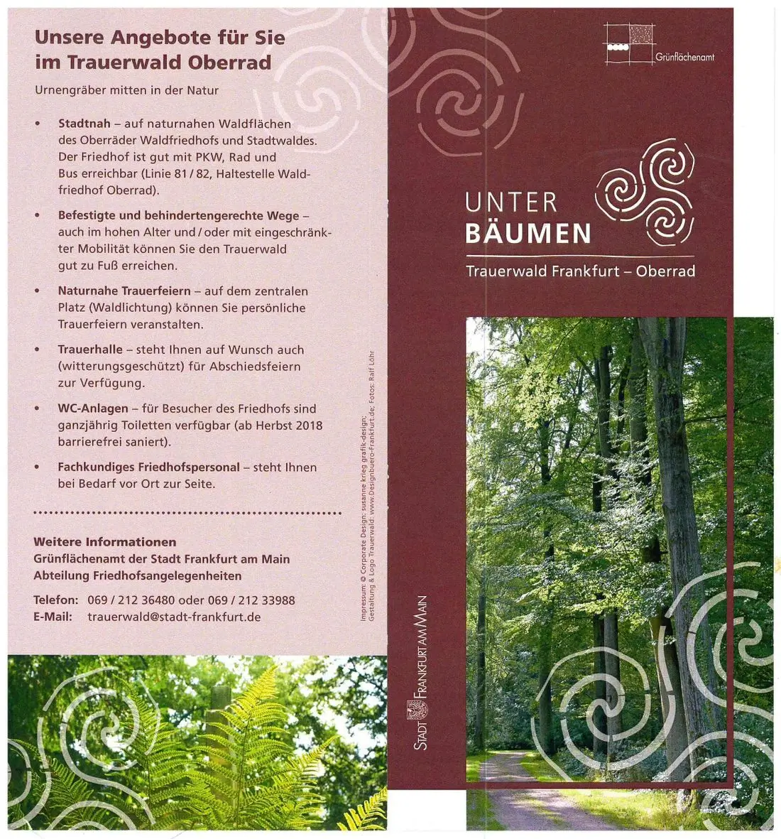 Flyer mit dem Angebot für den Trauerwald Frankfurt - Oberrad